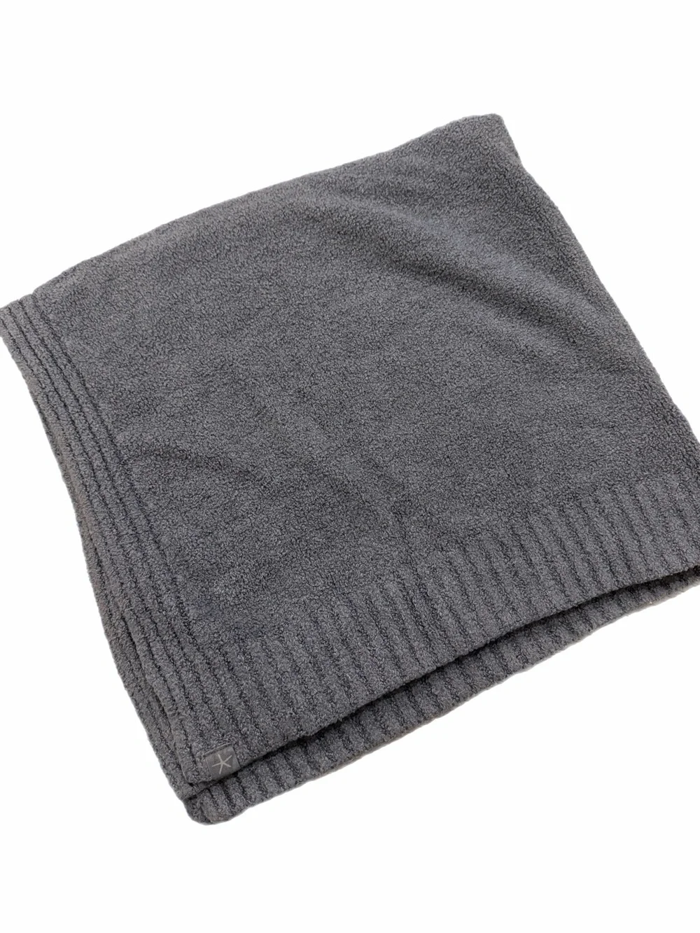 Barefoot Dreams Charcoal Knit Throw with Ribbed Edge